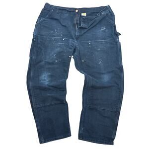 Vtg 90s Carhartt B01 blk 42x30 double knee pants USA made carpenter distressed